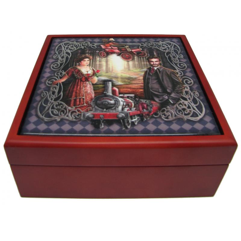 Caja Tarot Fin de Siecle Kipper - Ciro Marchetti, 17 x 17 x 7 cm.(Madera incrustaciones ceramicas)