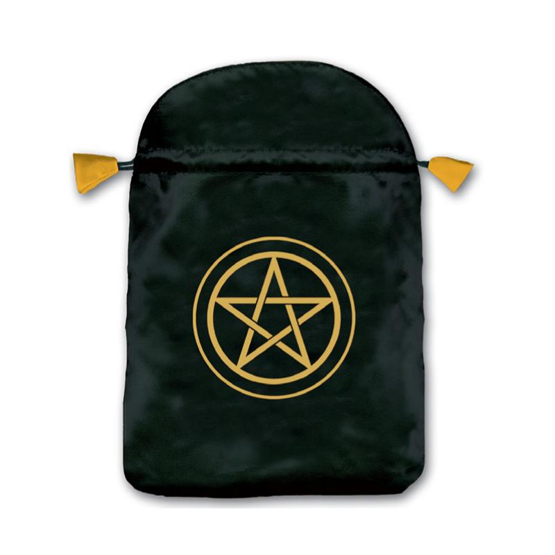 Bolsa Tarot Seda Negra 23 x 16 cm (Motivo Pentagrama Amarillo) *