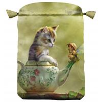 Bolsa Tarot Seda Negra 23 x 16 cm (Motivo Fantasy Cat)...