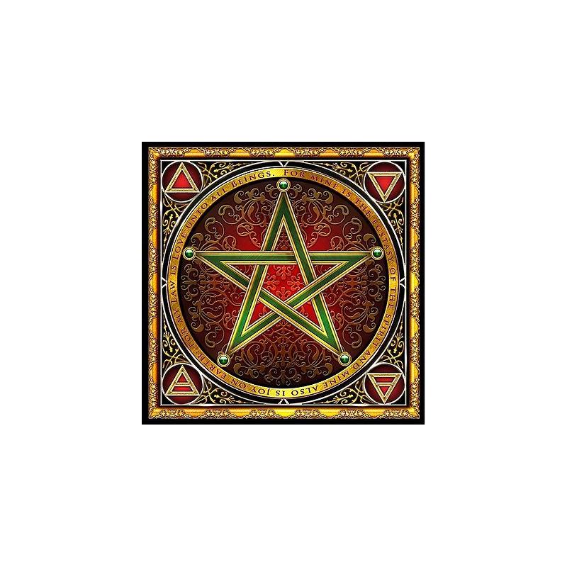 Tapete Seda Wiccan Pentacle - Ciro Marchetti (Edicion Especial Museo del Tarot) (Firmado) (Artesano hecho a mano) (70 x 70 cm.)