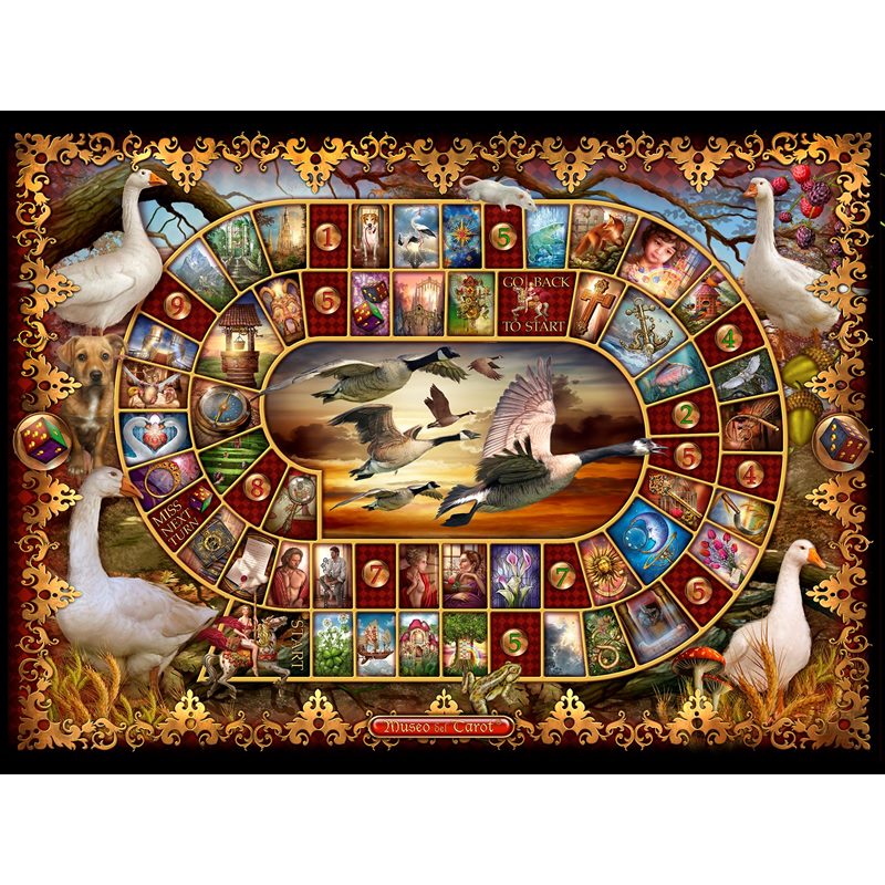 Tapete Seda Game of Goose - Ciro Marchetti (Edicion Especial Museo del Tarot) (Artesano hecho a mano) (Firmado) (36"x27") (87x65 cm.)